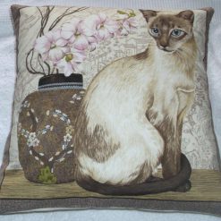Oriental Cat and Orchid cushion