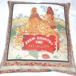 Chicken and chicks in the farmyard cushion. pillow