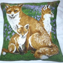 Fox and cubs in the Bluebell woods cushion