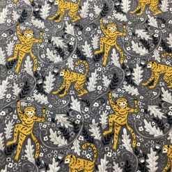 Monkey themed organic jersey fabric