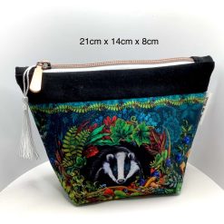 A Velvet  Woodland Badger cosmetic bag