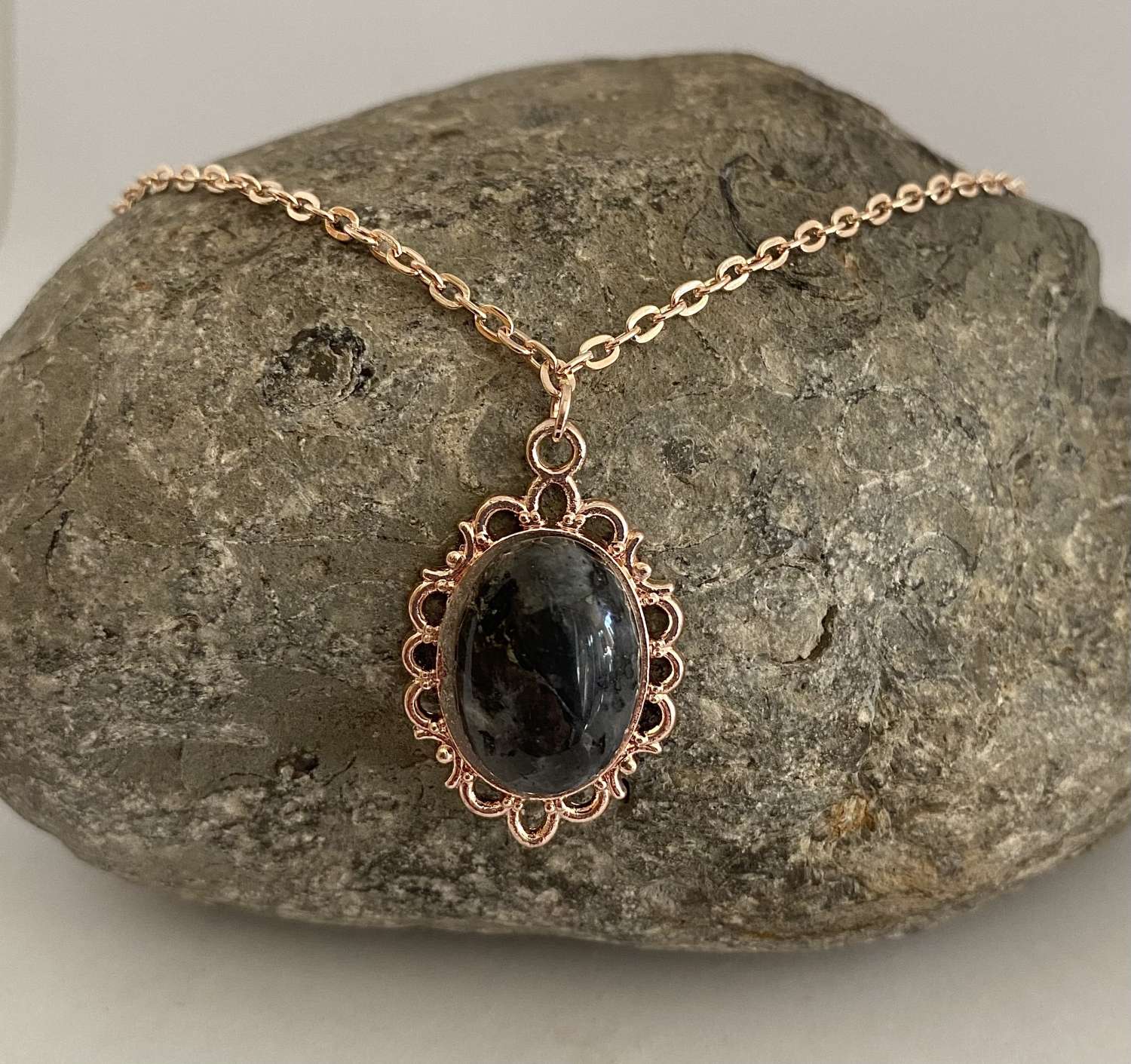 Black Spectrolite Necklace Black Spectrolite Necklace