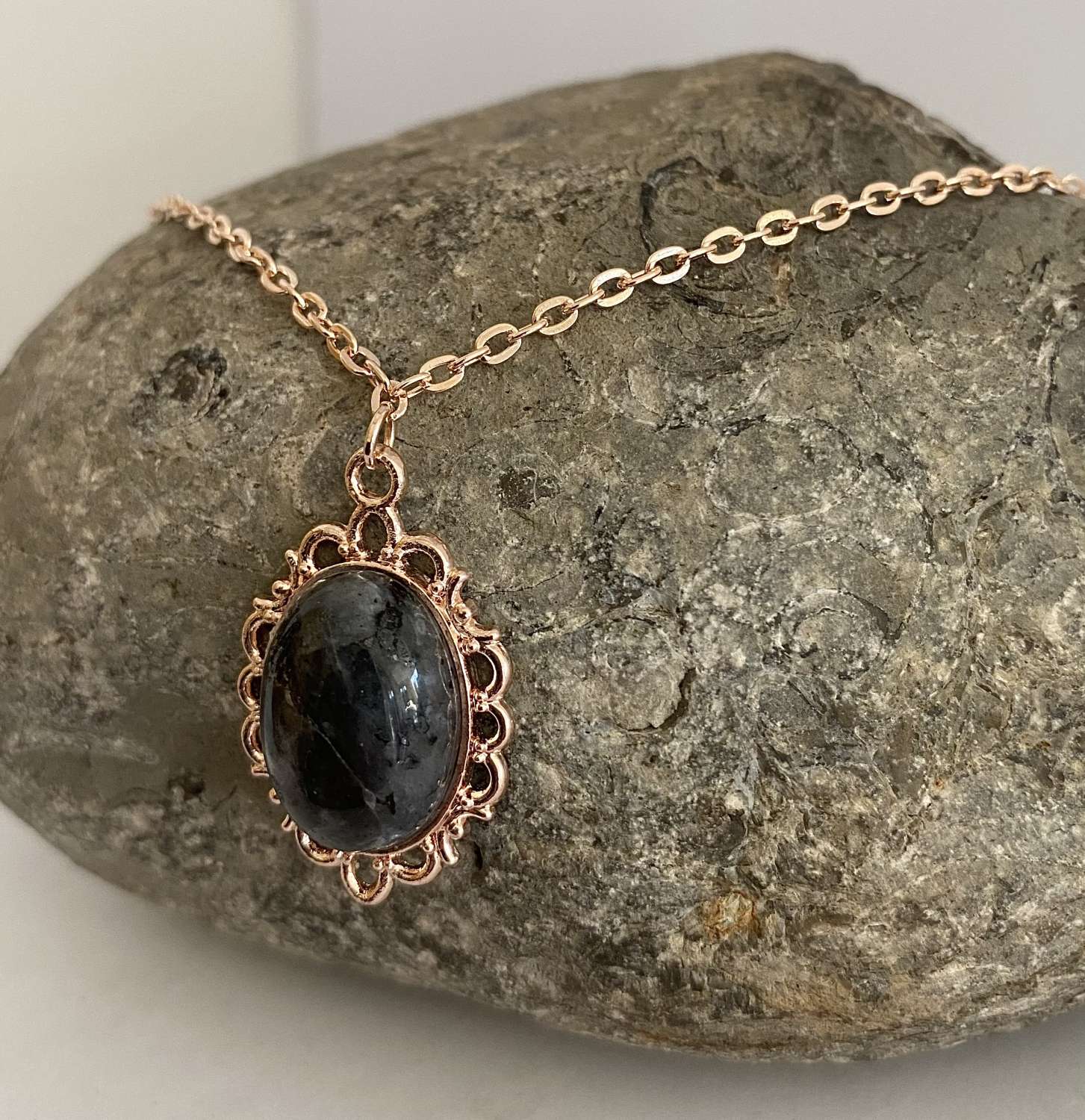 Black Spectrolite Necklace Black Spectrolite Necklace