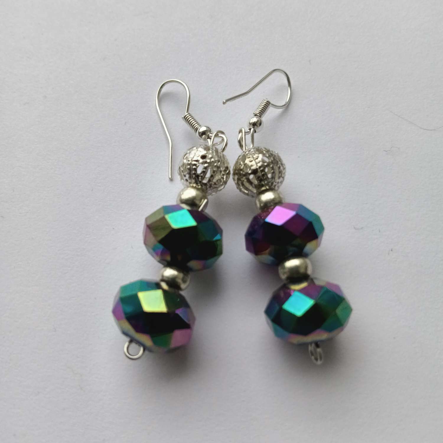 Silver beaded earrings. Silver beaded earrings.