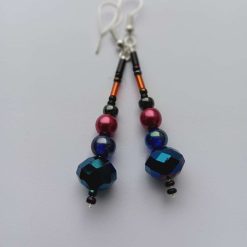 Silver beaded earrings.