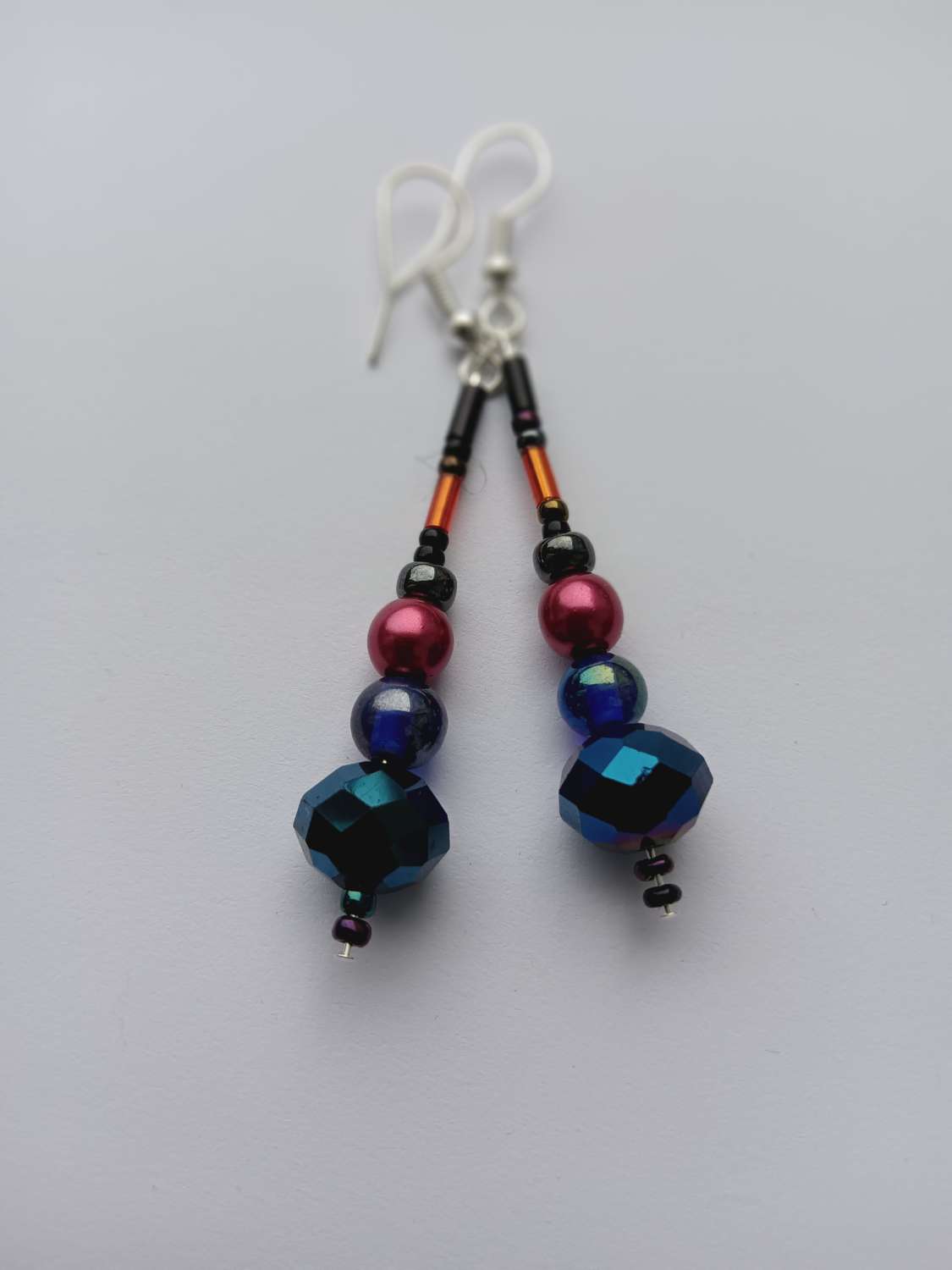 Silver beaded earrings. Silver beaded earrings.