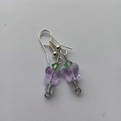 Silver beaded earrings.