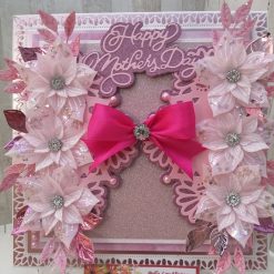 Luxury Handmade Mothers Day card - Happy Mothers Day - All in Pinks with vellum flower panels