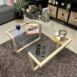 Hand made, up-cycled Glass Coffee table