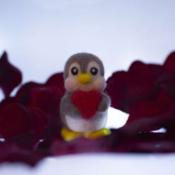 Needle Felted Ornament - Heart Penguinli Peach