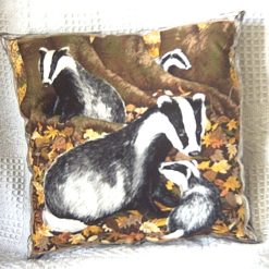 Family of Badgers In the badger Wood cushion