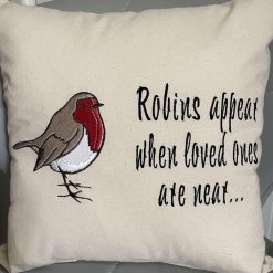Embroidered Robin Cushion