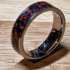 Tungsten Carbide and Lava Opal Ring