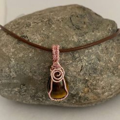 Tigers Eye Wrapped Pendant Necklace