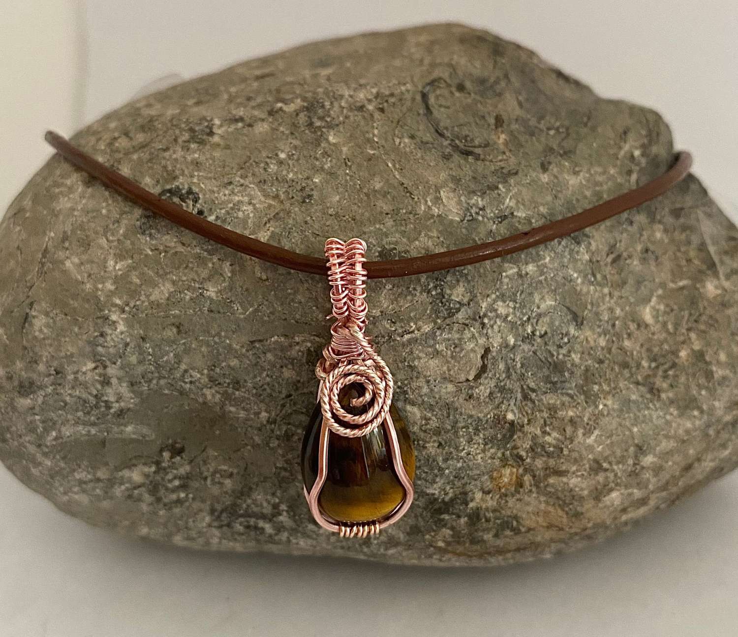 Tigers Eye Wrapped Pendant Necklace Tigers Eye Wrapped Pendant Necklace