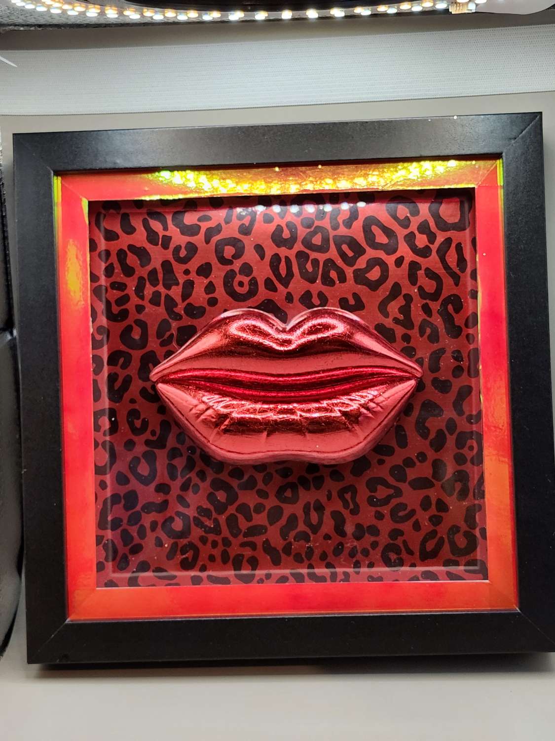 Capricious Things Kitsch Pop Art 3D Red large Red Lips Leopard Framed Picture Capricious Things Kitsch Pop Art 3D Red large Red Lips Leopard Framed Picture