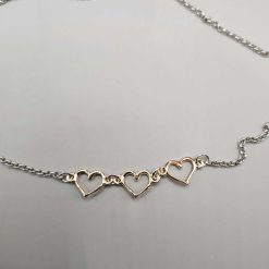 Capricious Things Coquette JewelleryRose Gold Plate Hearts Silver Plate Chain Necklace Pendant Valentines Free Shipping