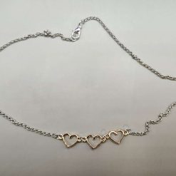 Capricious Things Coquette JewelleryRose Gold Plate Hearts Silver Plate Chain Necklace Pendant Valentines Free Shipping
