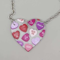 Capricious Things Coquette Jewellery LoveHearts Pinks Candy Sweeties Heart Necklace Pendant Valentines Free Shipping