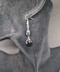 Pair of Sterling Silver Drop Earrings with Silver & Black Beads - French Wire Hook