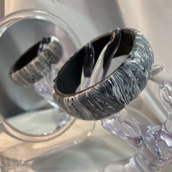 Bangle, Black/White/Grey Oven Baked Clay