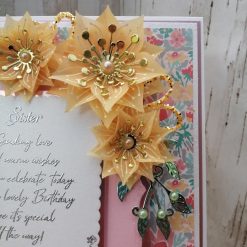 Luxury Handmade Birthday - Pastel & pinks - Sister Birthday with sentiment panel & tangerine vellum flower sprays 2