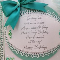 Luxury Handmade Birthday - Teal & White, birthday card with oval framed sentiment and vellum lilly 2 Luxury Handmade Birthday - Teal & White, birthday card with oval framed sentiment and vellum lilly 2