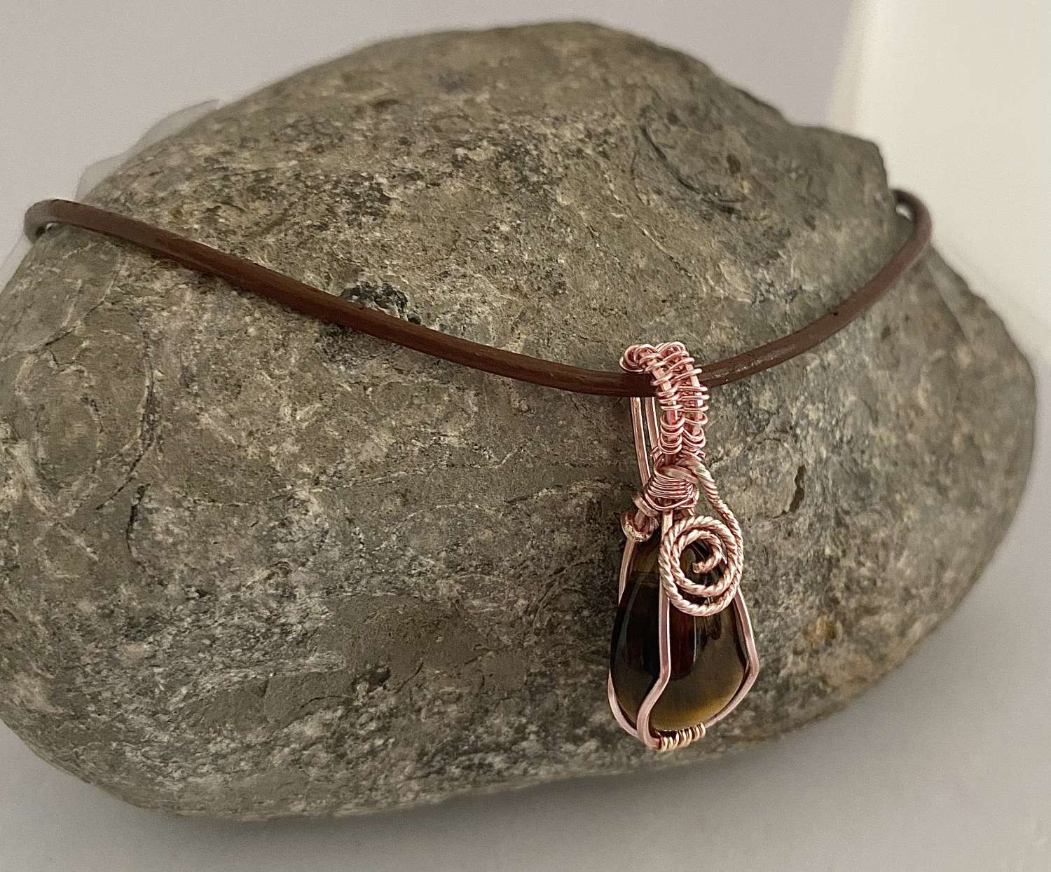 Tigers Eye Wrapped Pendant Necklace Tigers Eye Wrapped Pendant Necklace