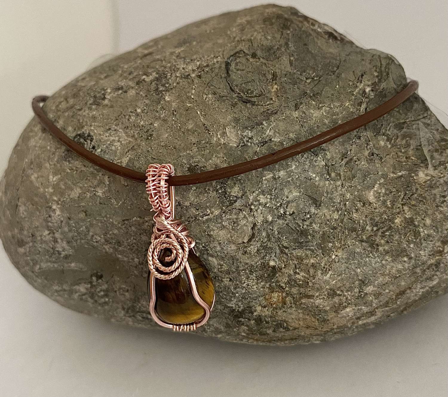 Tigers Eye Wrapped Pendant Necklace Tigers Eye Wrapped Pendant Necklace