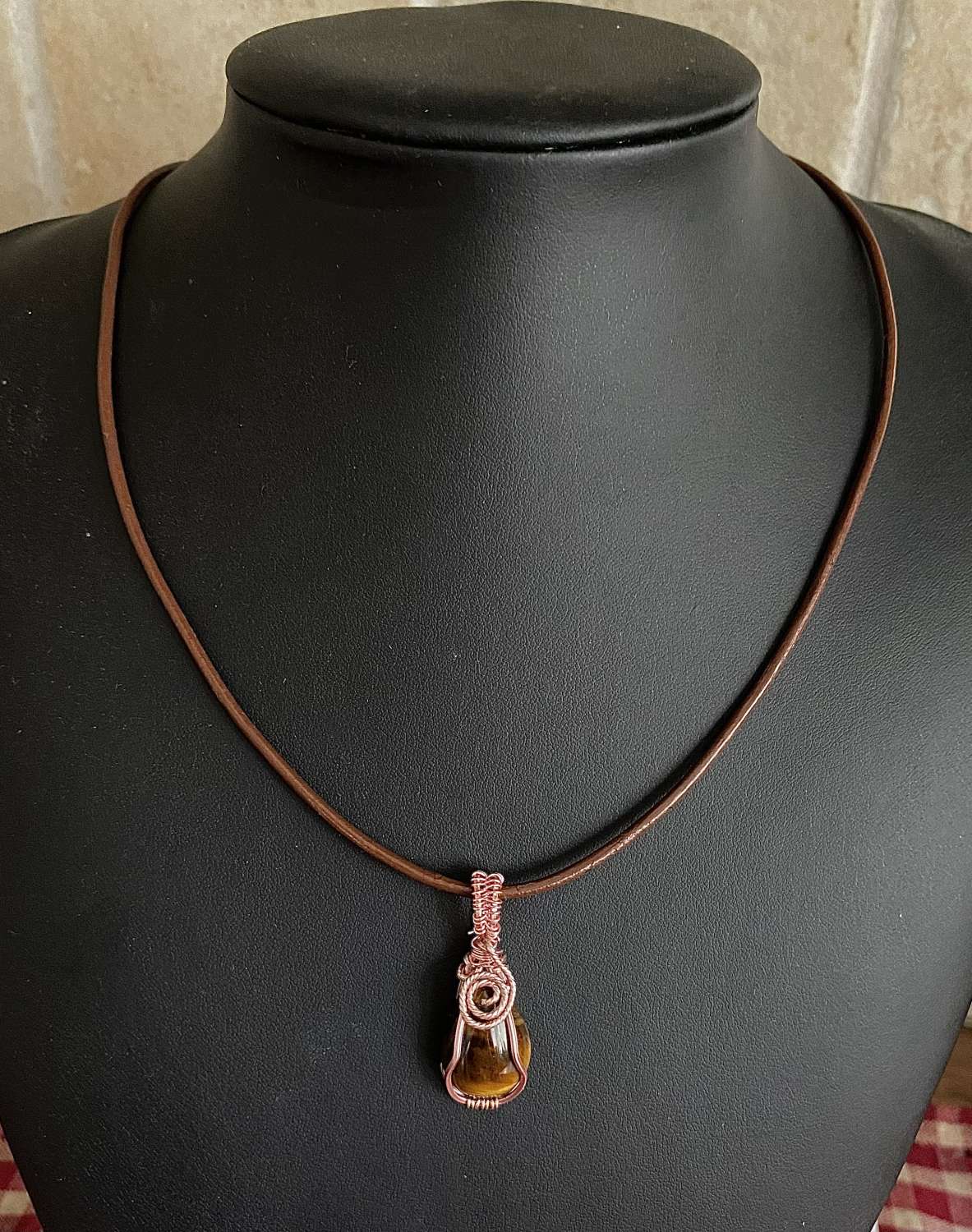 Tigers Eye Wrapped Pendant Necklace Tigers Eye Wrapped Pendant Necklace
