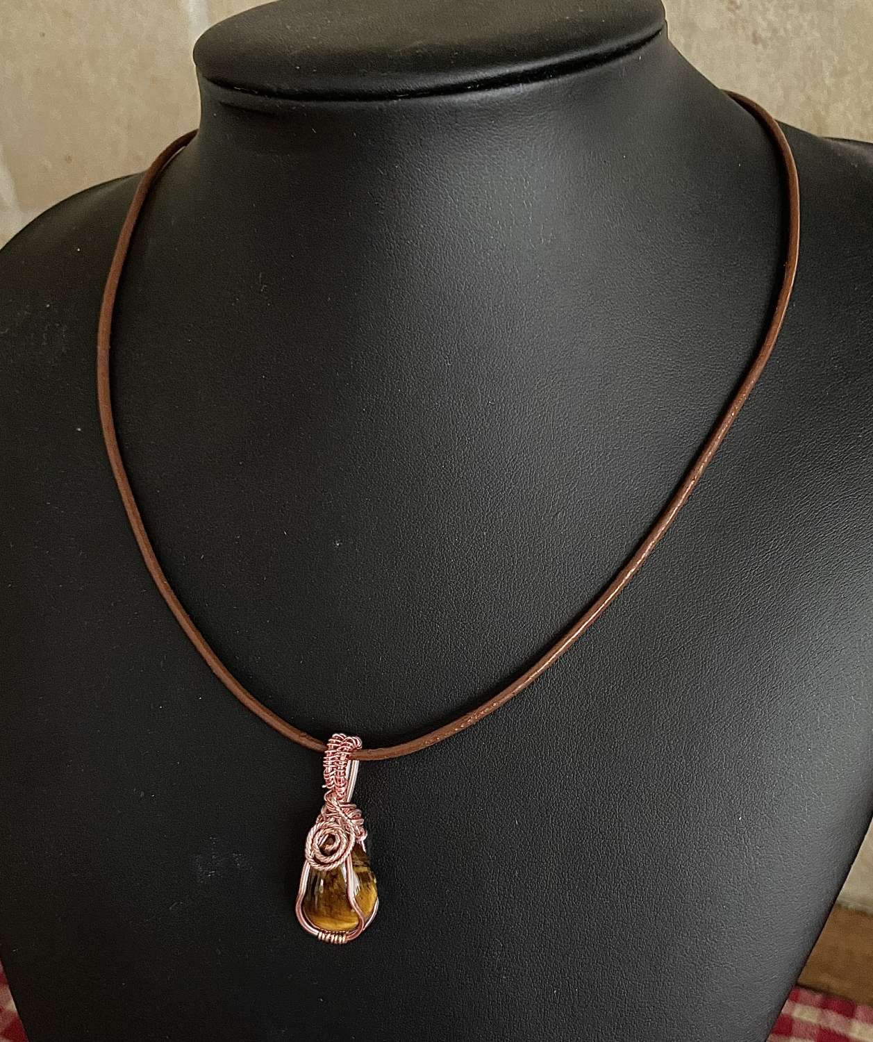 Tigers Eye Wrapped Pendant Necklace Tigers Eye Wrapped Pendant Necklace
