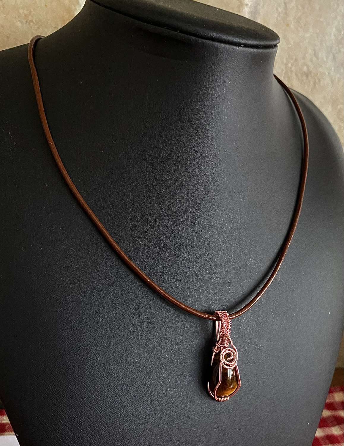 Tigers Eye Wrapped Pendant Necklace Tigers Eye Wrapped Pendant Necklace