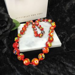 Red Murano Glass Round Bead Necklace 1 Red Murano Glass Round Bead Necklace 1