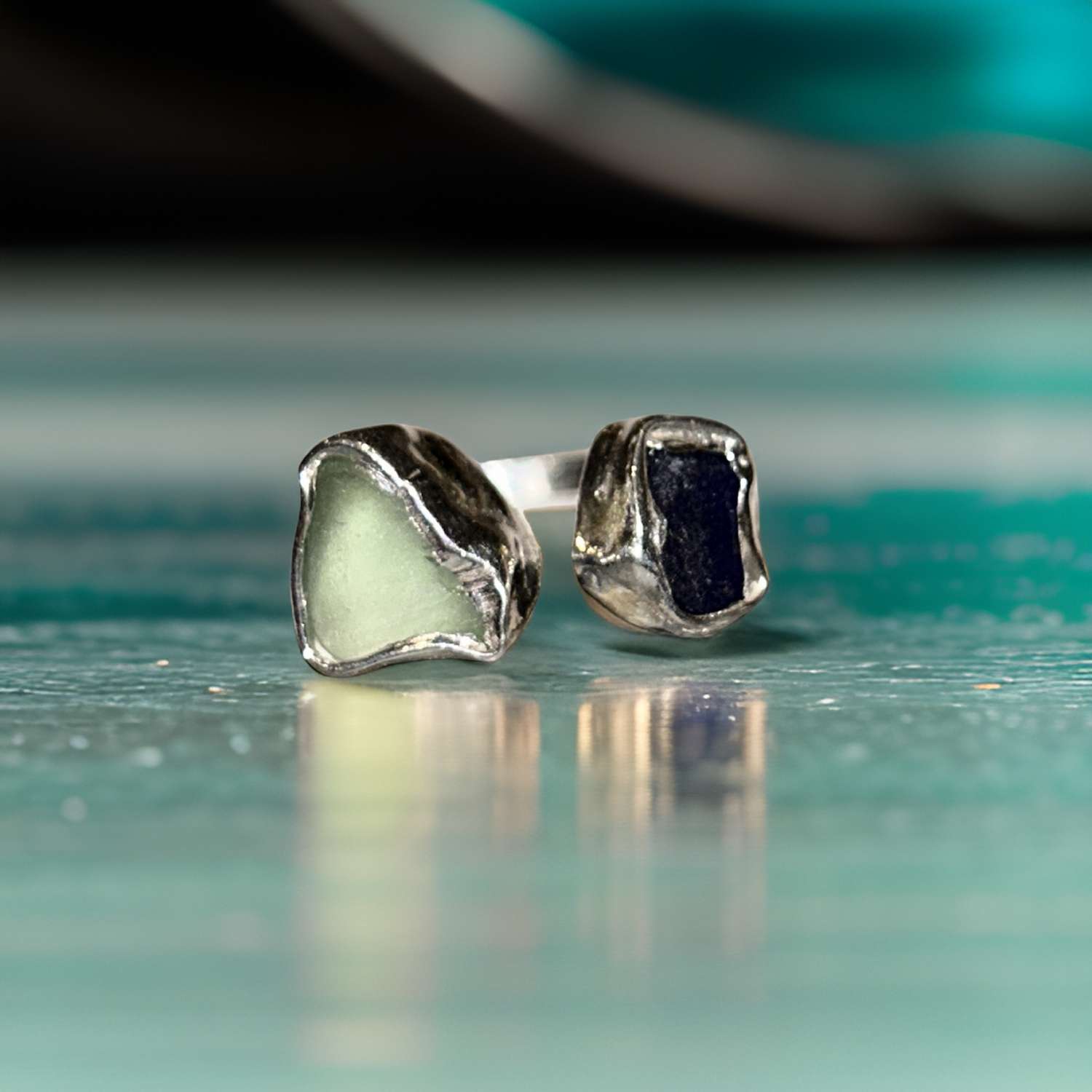 Silver Open Sea Glass Ring Silver Open Sea Glass Ring