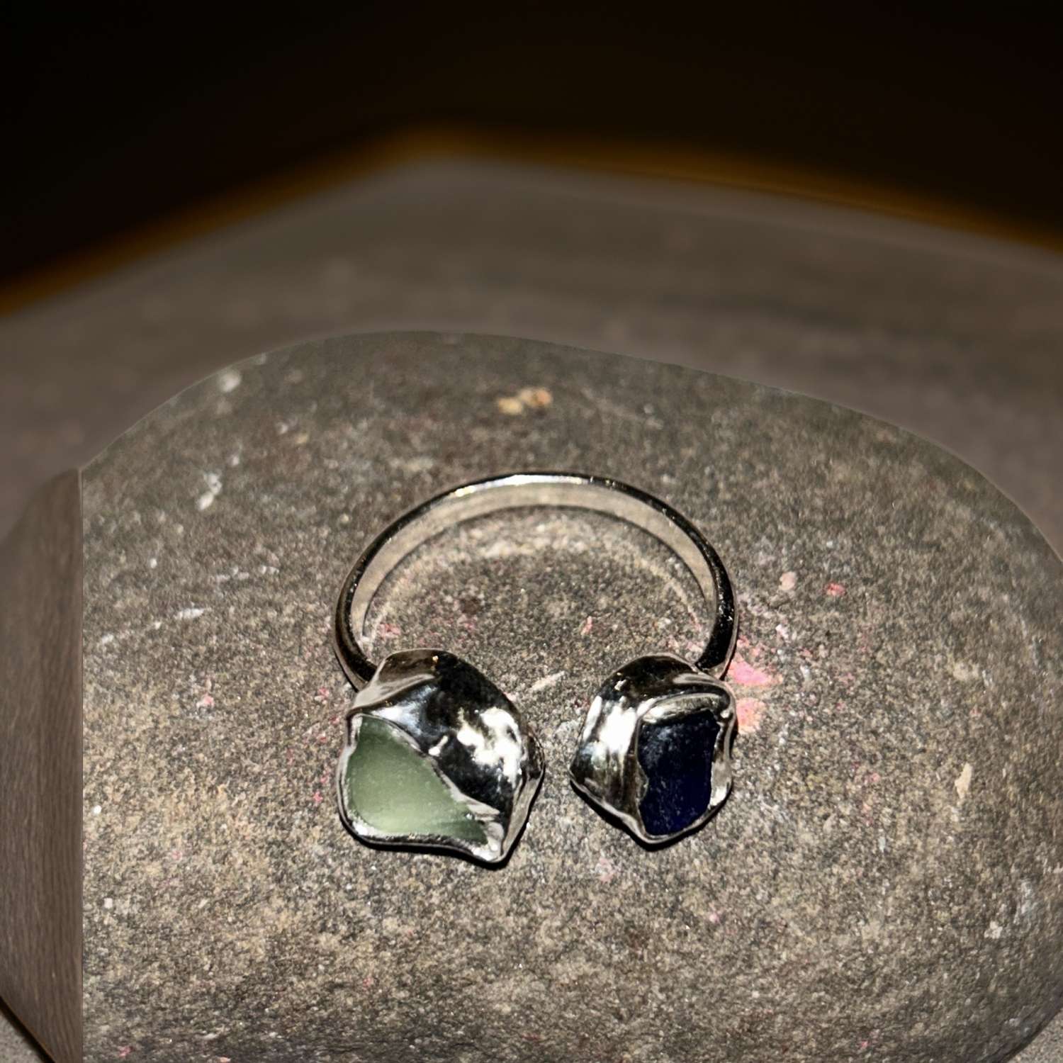 Silver Open Sea Glass Ring Silver Open Sea Glass Ring