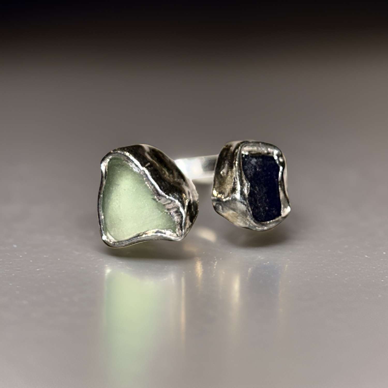 Silver Open Sea Glass Ring Silver Open Sea Glass Ring
