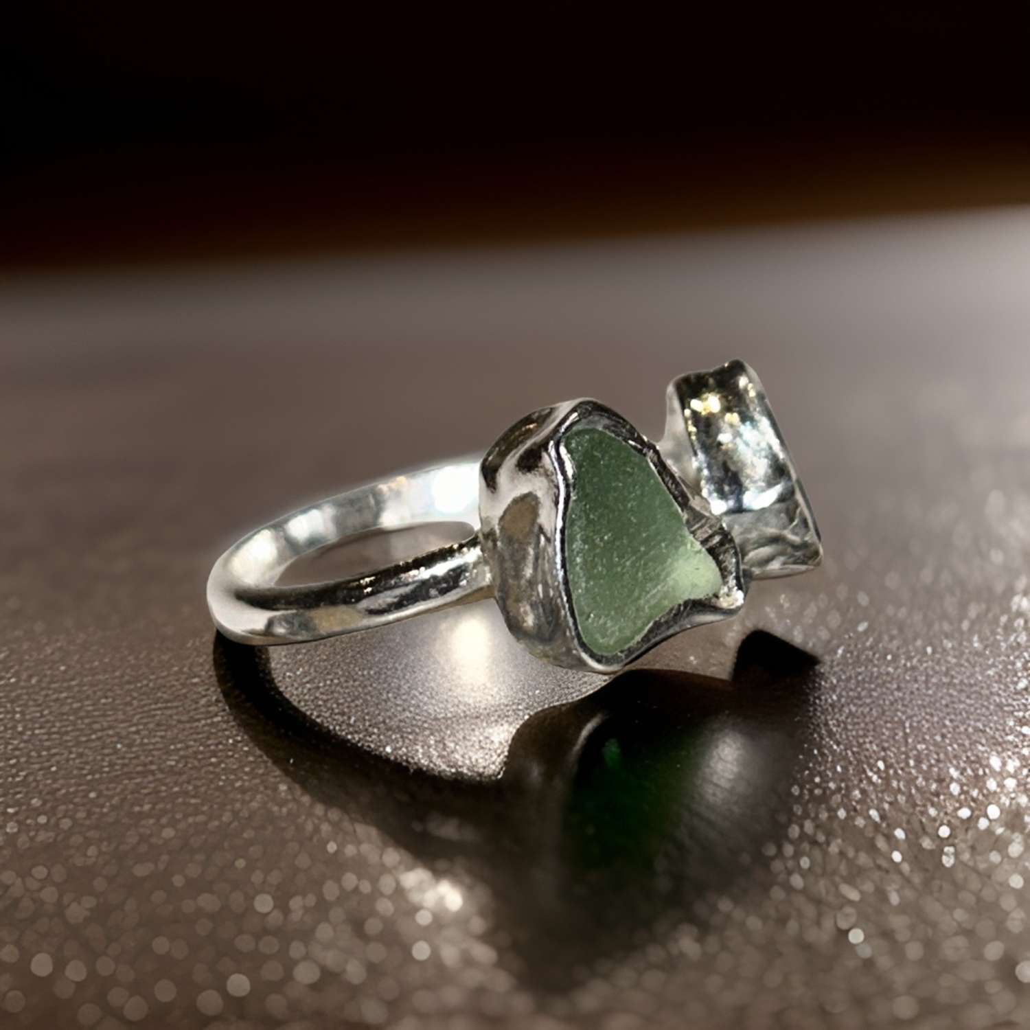 Silver Open Sea Glass Ring Silver Open Sea Glass Ring
