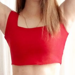 Comfortable crop top with a square neck & shimmer mesh