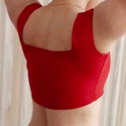 Comfortable crop top with a square neck & shimmer mesh 2 Comfortable crop top with a square neck & shimmer mesh 2