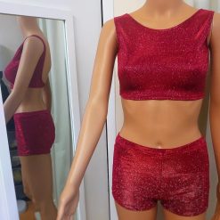 Elastic Metallic Glitter Top & Short Set, Glitter Booty Shorts, for Party 1 Elastic Metallic Glitter Top & Short Set, Glitter Booty Shorts, for Party 1