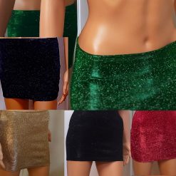 Sexy Skirt Elastic Metallic Glitter for Party