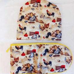 Chickens and Chicks Tea Cosy and Ovenglove set