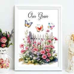 Personalised gift for Grandma, From grandchildren, Birthday present for Gran, Nanna, Butterfly print, Free delivery