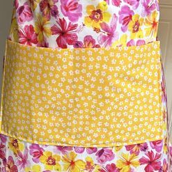 Handmade Fabric Waist Apron Pink & Yellow Flowers