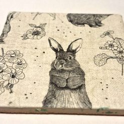 Coasters -Set of four vintage style bunny decoupage flowers