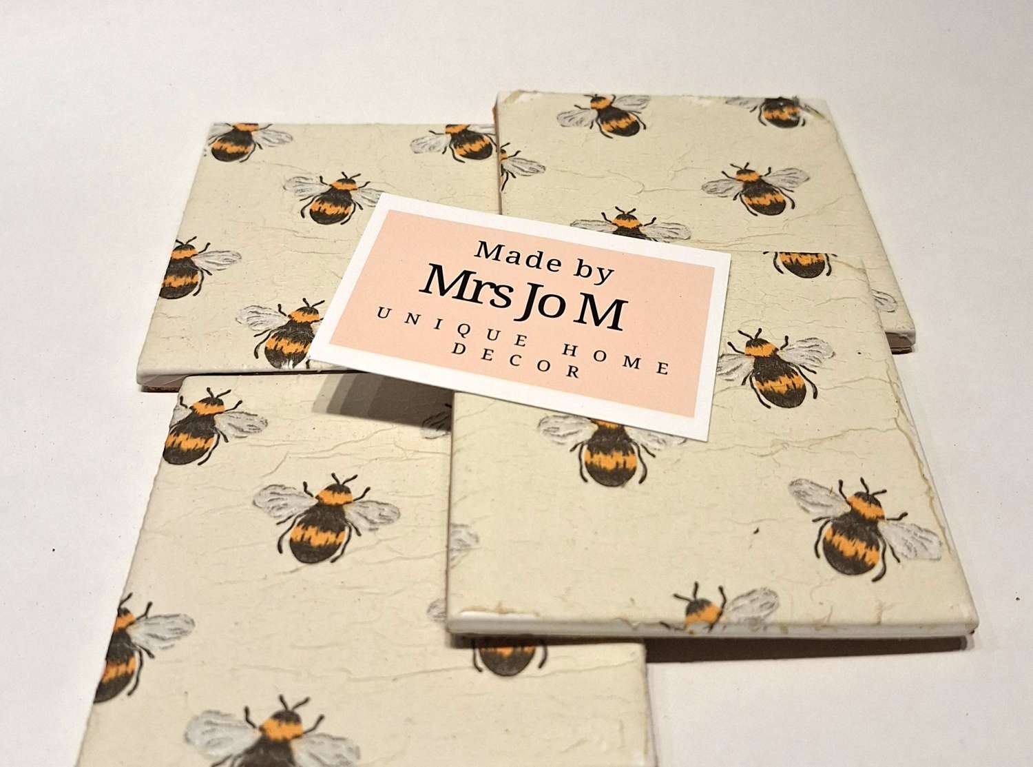 Coasters - Set of four vintage style bumble bee decoupage Coasters - Set of four vintage style bumble bee decoupage