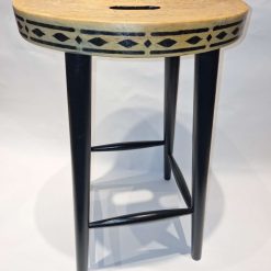Stool - Vintage wooden with black stencil