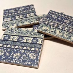 Coasters - Set of four blue vintage floral decoupage 1 Coasters - Set of four blue vintage floral decoupage 1