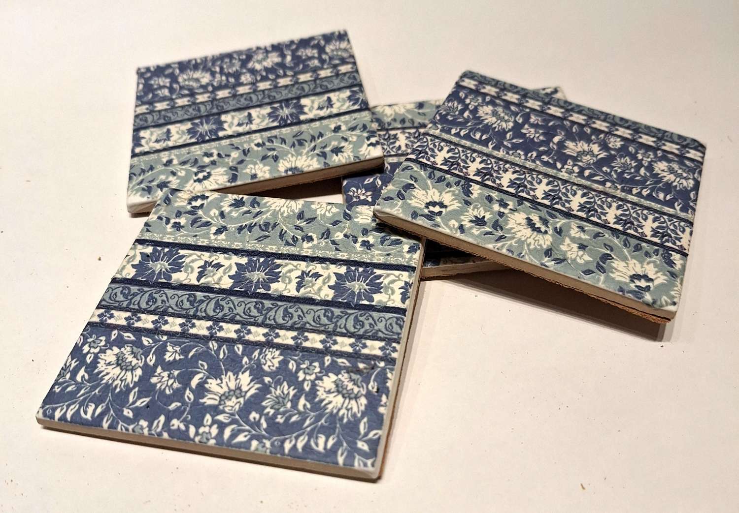 Coasters - Set of four blue vintage floral decoupage Coasters - Set of four blue vintage floral decoupage