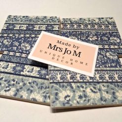 Coasters - Set of four blue vintage floral decoupage 2 Coasters - Set of four blue vintage floral decoupage 2